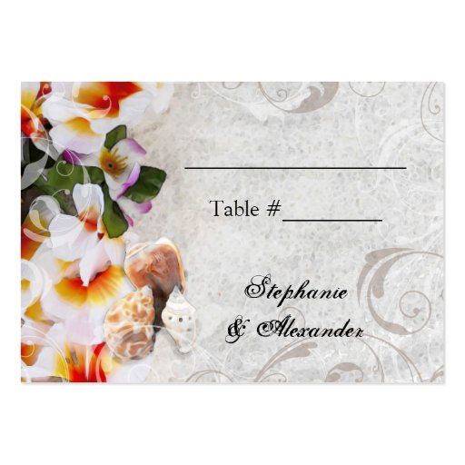 Plumeria Orchid Lei in the Sand Beach PlaceCards Business Card Templates