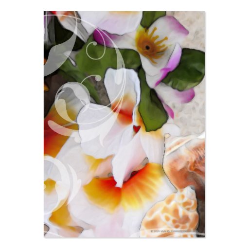 Plumeria Orchid Lei in the Sand Beach PlaceCards Business Card Templates (back side)