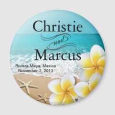 Plumeria Starfish Beach Tropical Favor Fridge Magnet