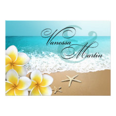 Plumeria Starfish Beach Tropical Wedding Personalized Invites