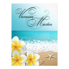 Plumeria Starfish Beach Tropical Wedding Personalized Invites