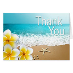 Plumeria Starfish Hawaii Beach Thank You Greeting Card