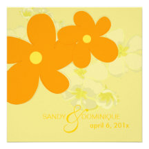 Plumerias on yellow background invitations
