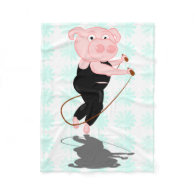 Plump Pig Jumping Rope Fleece Blanket