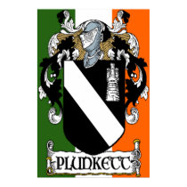 Plunkett Coat of Arms Irish Flag Print