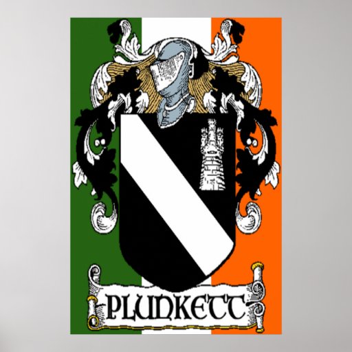 Plunkett Coat of Arms Irish Flag Print Zazzle