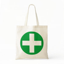 Plus Sign in white with green bags