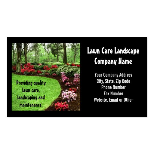 Plush Green Landscape Lawn Care Business Business Card Templates (front side)
