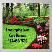 Plush Green Landscape Lawn Care Business Sign Posters