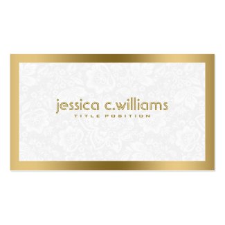 Plush White Damasks With Gold Frame Double-Sided Standard Business Cards (Pack Of 100)