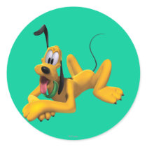 Pluto Laying Down 2 Round Stickers