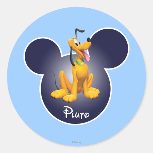Pluto Mickey Head Icon Classic Round Sticker Zazzle