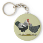 Plymouth Rock:  Silver Penciled Pair Key Chain