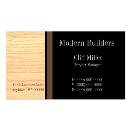 Plywood Construction Business Card, Brown (front side)