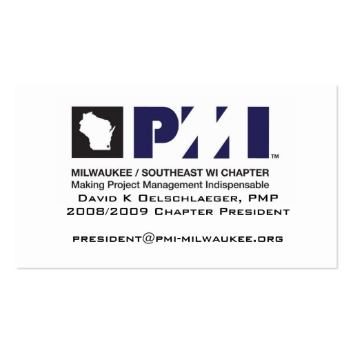 PMI Milwaukee Biz Card Business Card