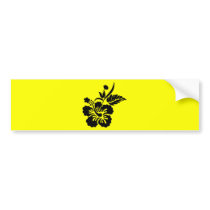 png_69-flowers- Hawaiian Hibiscus Flower Black Bumper Sticker