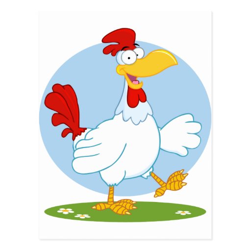 png_white-chicken CARTOON HEN CHICKEN FARM ANIMAL Postcard | Zazzle