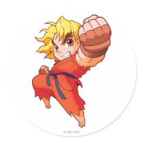 Pocket Fighter Ken Round Sticker