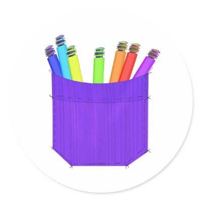 Pocket full of Pencils Round Sticker by carrollgraphix