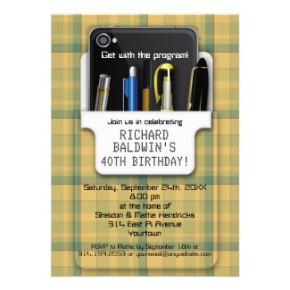 Pocket Protector Geek Birthday Custom Announcement