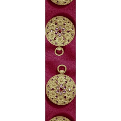 Pocket watch, gold case set with amethyst, British aprons