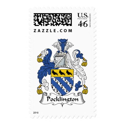 Pocklington Family Crest Postage Stamps by coatsofarms