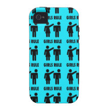 Poder divertido del chica de las azules turquesas  iPhone 4 carcasas