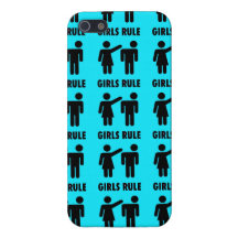 Poder divertido del chica de las azules turquesas  iPhone 5 fundas