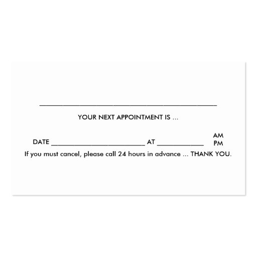 Podiatrist / Appointment Card Business Card Template (back side)