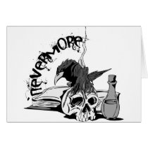 Poe Nevermore Raven Skull & Book Cards