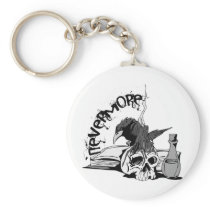 Poe Nevermore Raven Skull & Book Key Chain