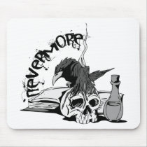 Poe Nevermore Raven Skull & Book Mousepad