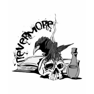 Poe Nevermore Raven Skull & Book shirt
