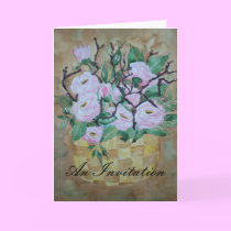 Poem Card Pink Roses in a basket
