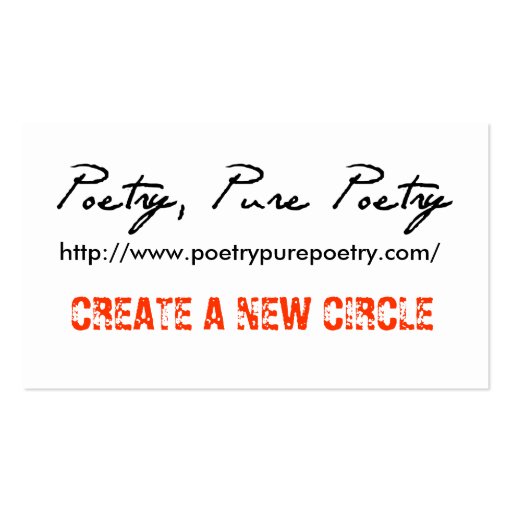 Poetry, Pure Poetry Gig Drop Cards Business Card Template (front side)