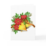 Poinsettas and bells greeting cards