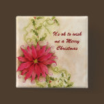 Poinsettia and Holly Christmas Button buttons