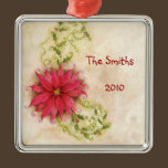 Poinsettia and Holly Ornament ornaments