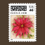 Poinsettia and Holly Postage Stamp stamps