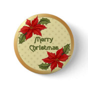 Poinsettia Christmas button