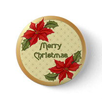 Poinsettia Christmas buttons