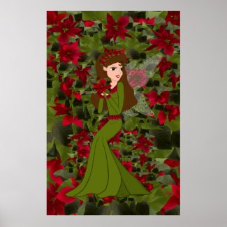 Poinsettia Christmas Faery Print print