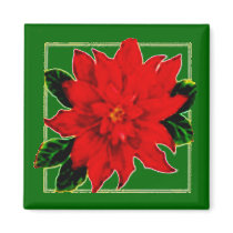 Poinsettia Christmas Magnet