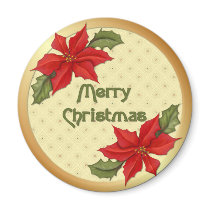 Poinsettia Christmas Magnets