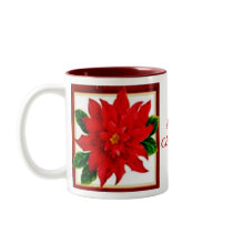 Poinsettia Christmas Mug by elenaind Poinsettia Christmas Mug