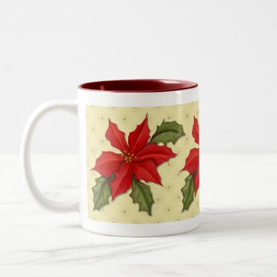Poinsettia Christmas mugs