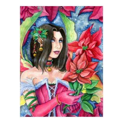 Poinsettia Fairy Fantasy Christmas Fine Art Poster by artbyamandarobbins
