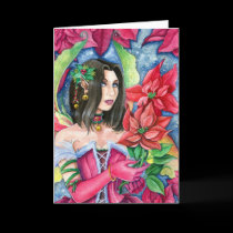 Poinsettia Fairy Greeting Card- Christmas Art