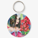 Poinsettia Fairy Keychain- Christmas Holiday Art