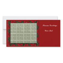 Poinsettia Floral Photo Frame 1 Custom Photo Card